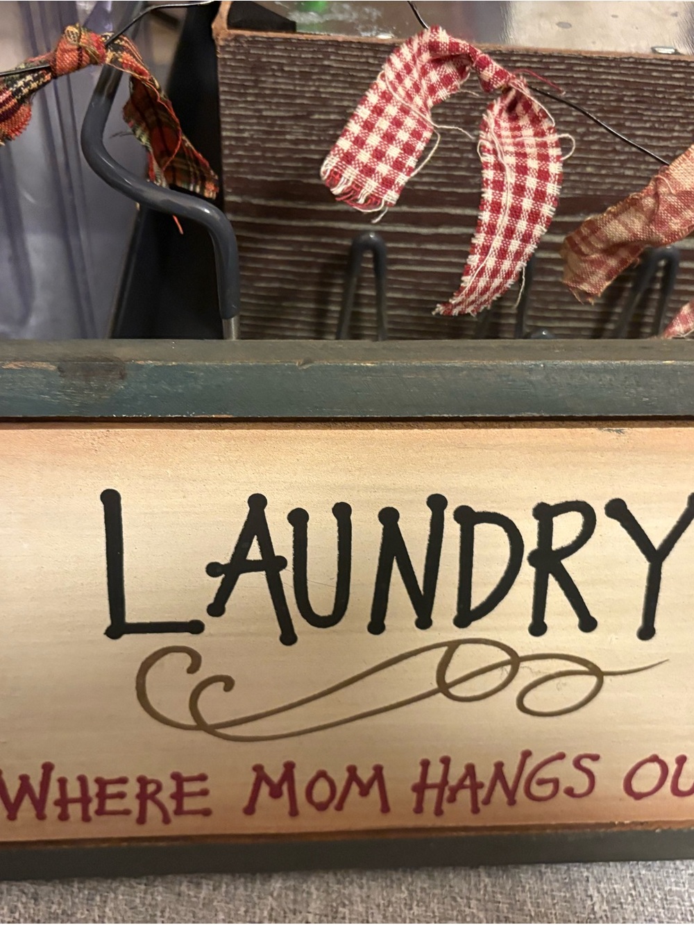 Laundry Sign with Rustic Red Plaid Accents